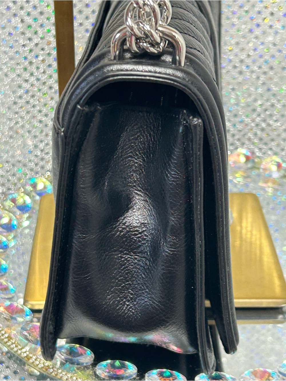 Rebecca Minkoff Black Quilted Chain Shoulder Bag Approx.. 10 x 6.5 x 3 NWT - Picture 5 of 17